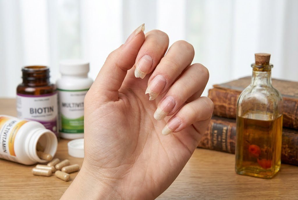 brittle splitting nails biotin supplement deficiency