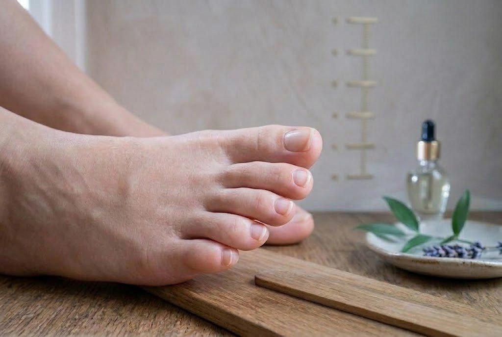 Healthy toenails trimmed to the correct natural length showing how long toenails should be