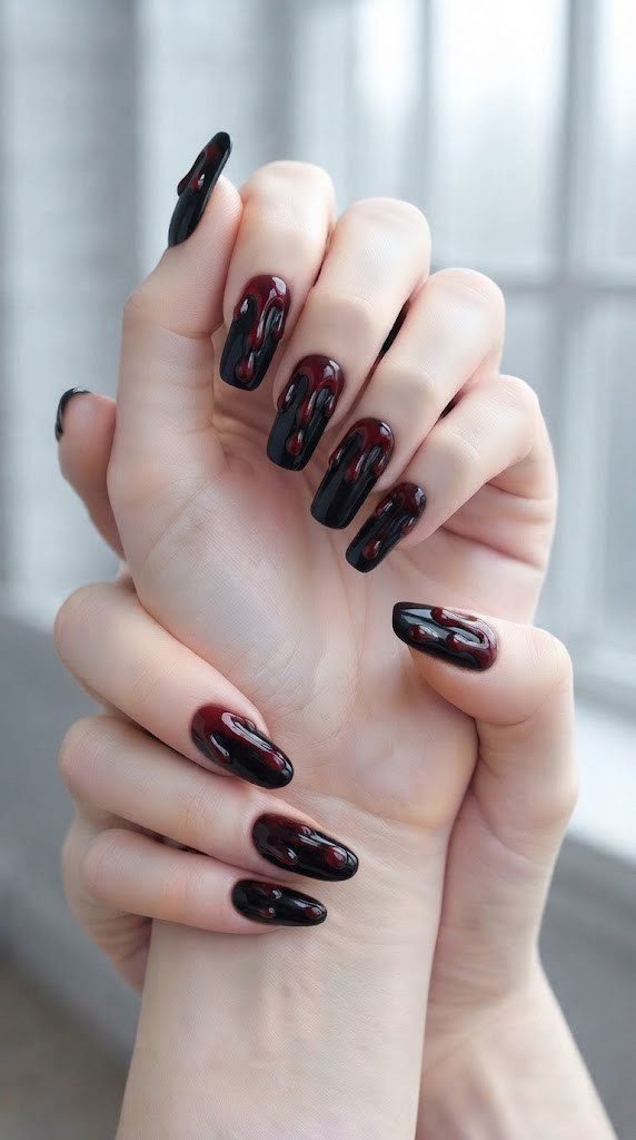 vampire nail polish styled as melted candle wax dripping down